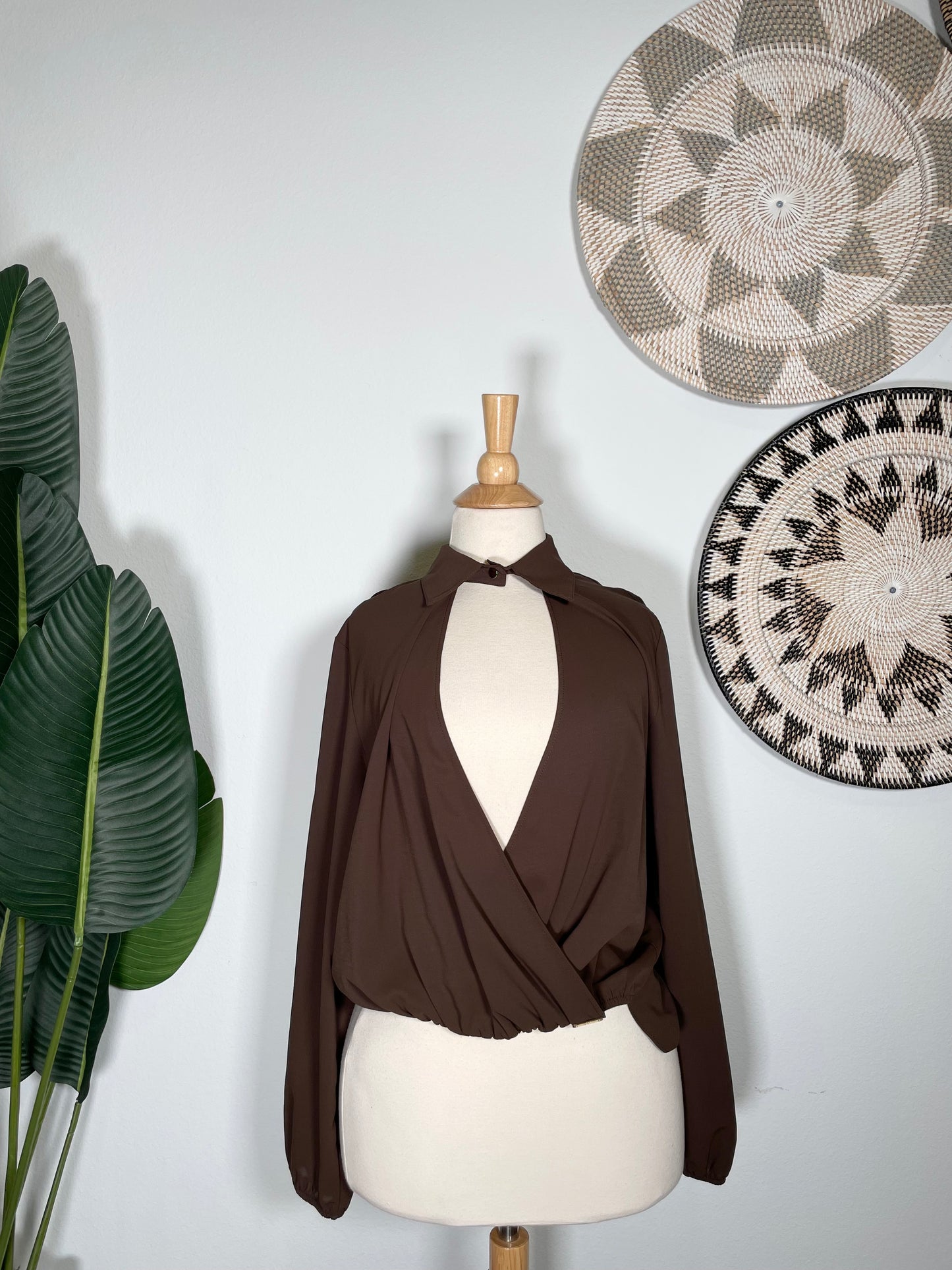 Chiffon Open Collar Top