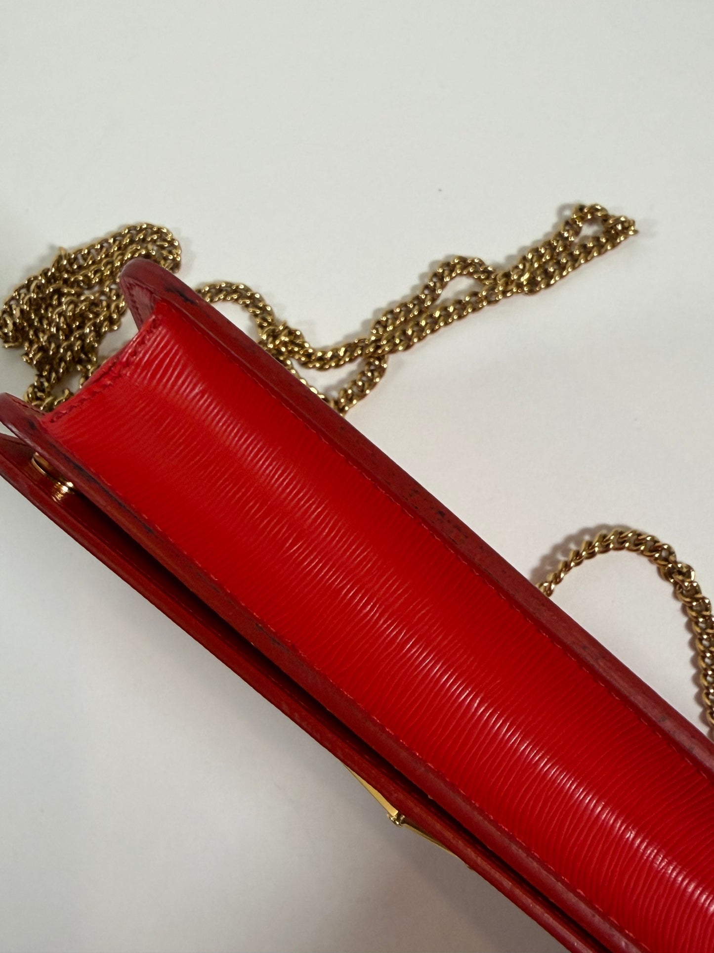 Prada Orange Leather Chain Crossbody Wallet