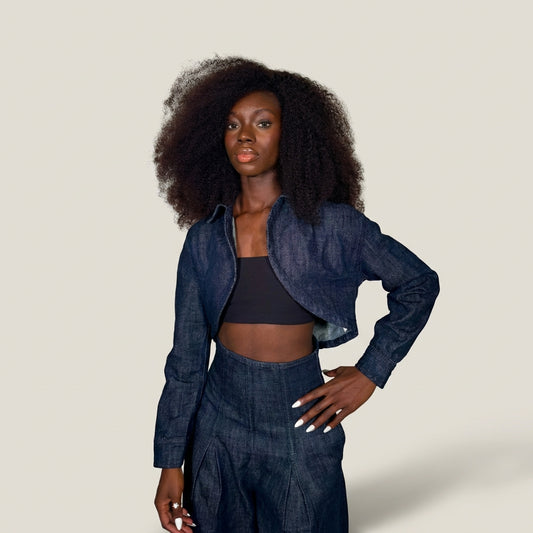 Fitted Wide Leg Jeans and Crop Jacket Set
