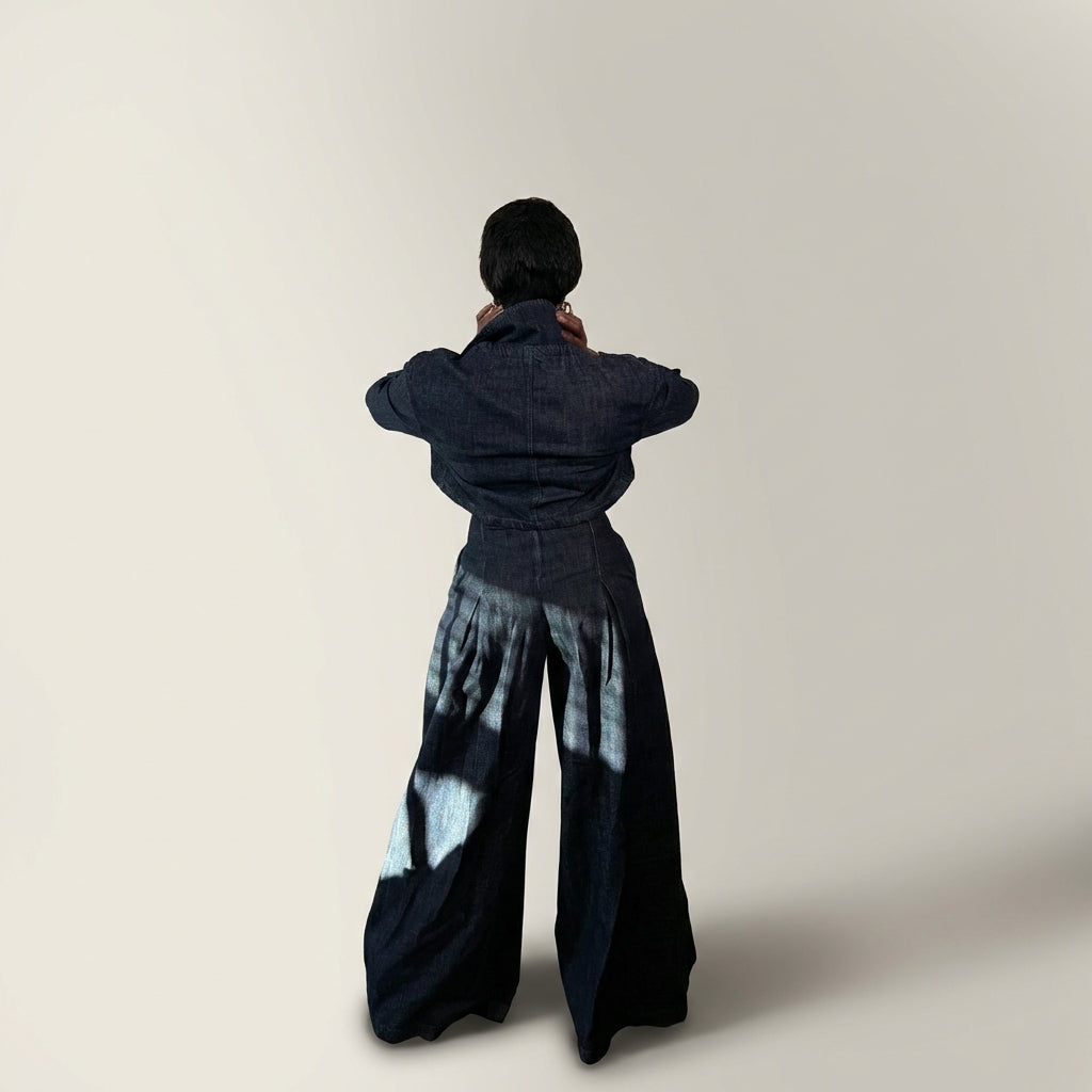 Fitted Wide Leg Jeans and Crop Jacket Set