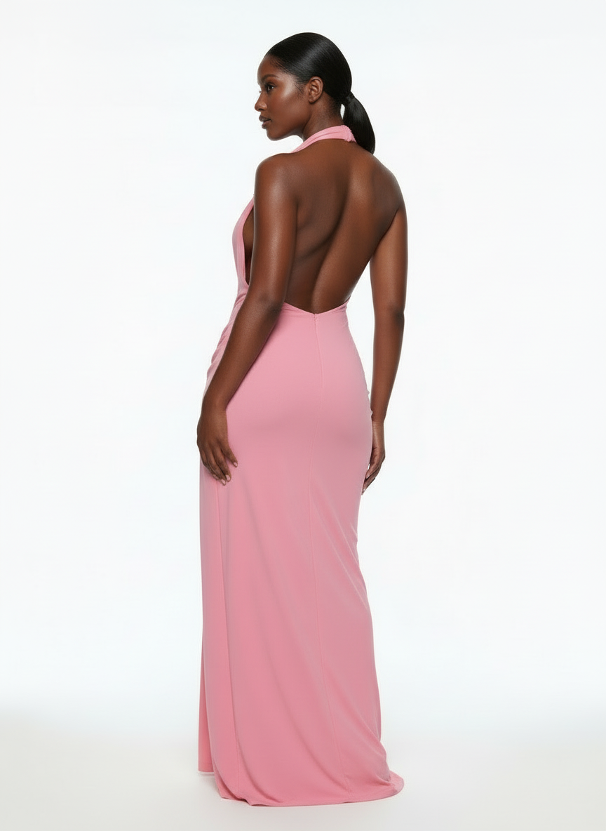 Drape V-Neck Line Brouch Dress