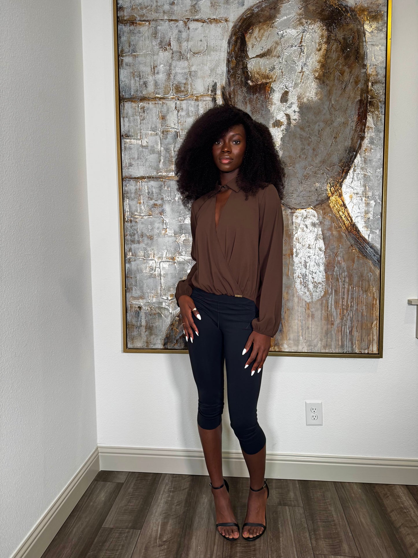 Chiffon Open Collar Top