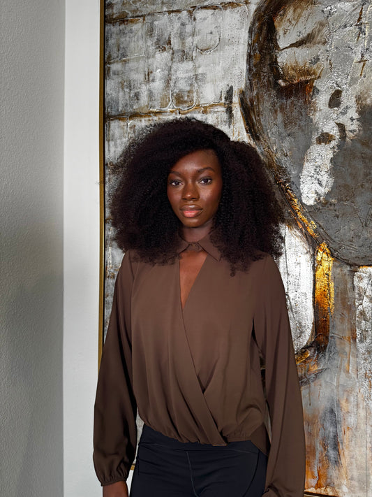 Chiffon Open Collar Top