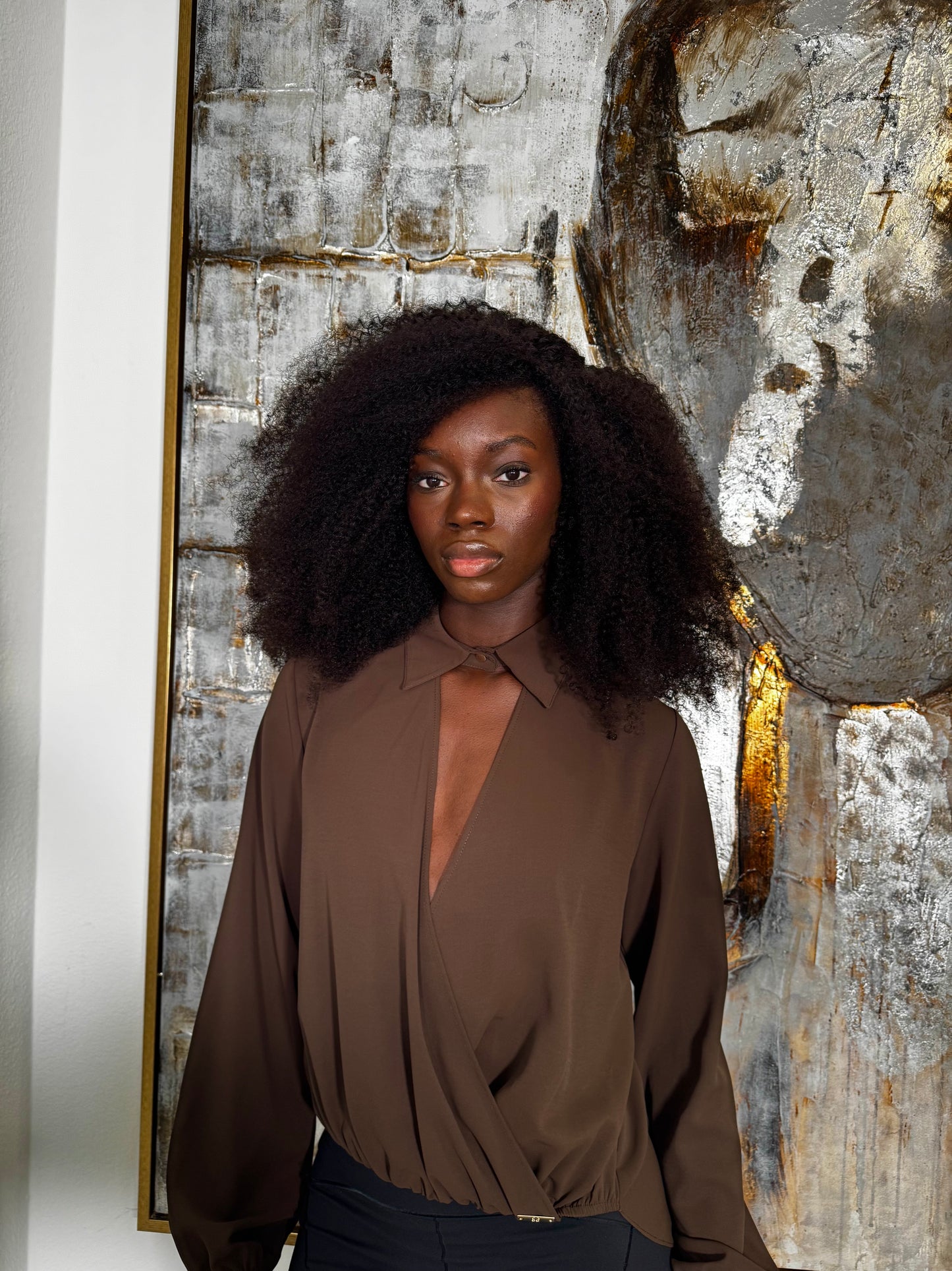 Chiffon Open Collar Top