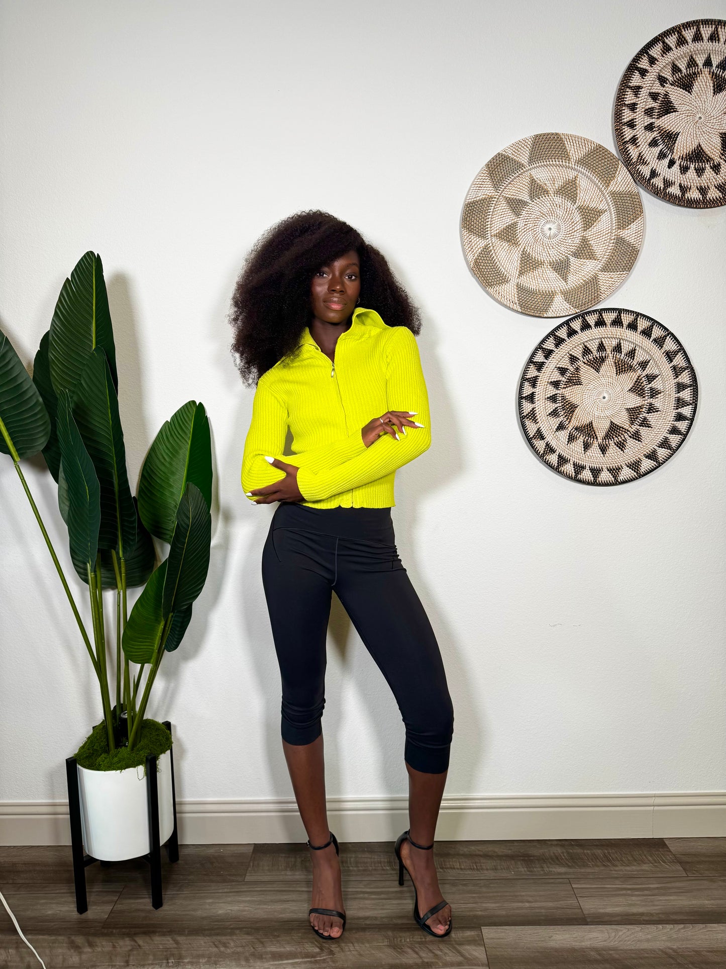 Oversized Collar Neon Top