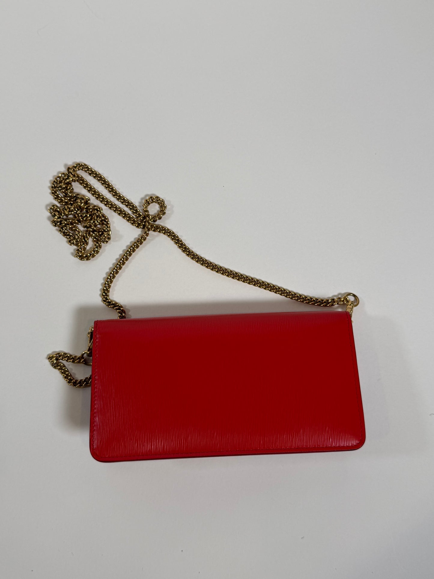 Prada Orange Leather Chain Crossbody Wallet