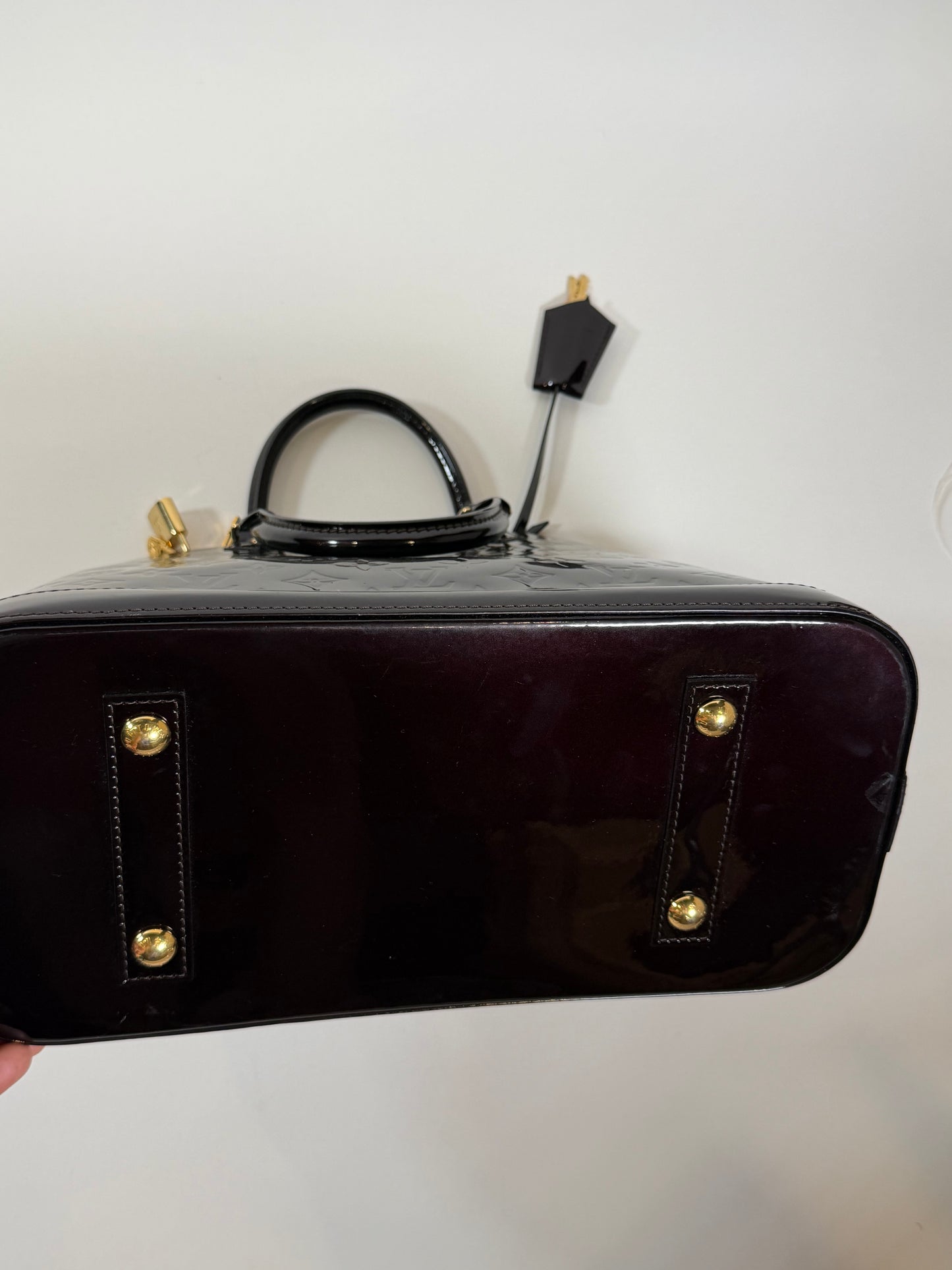 Louis Vuitton Alma Vernis Patent Satchel in Dark Burgundy
