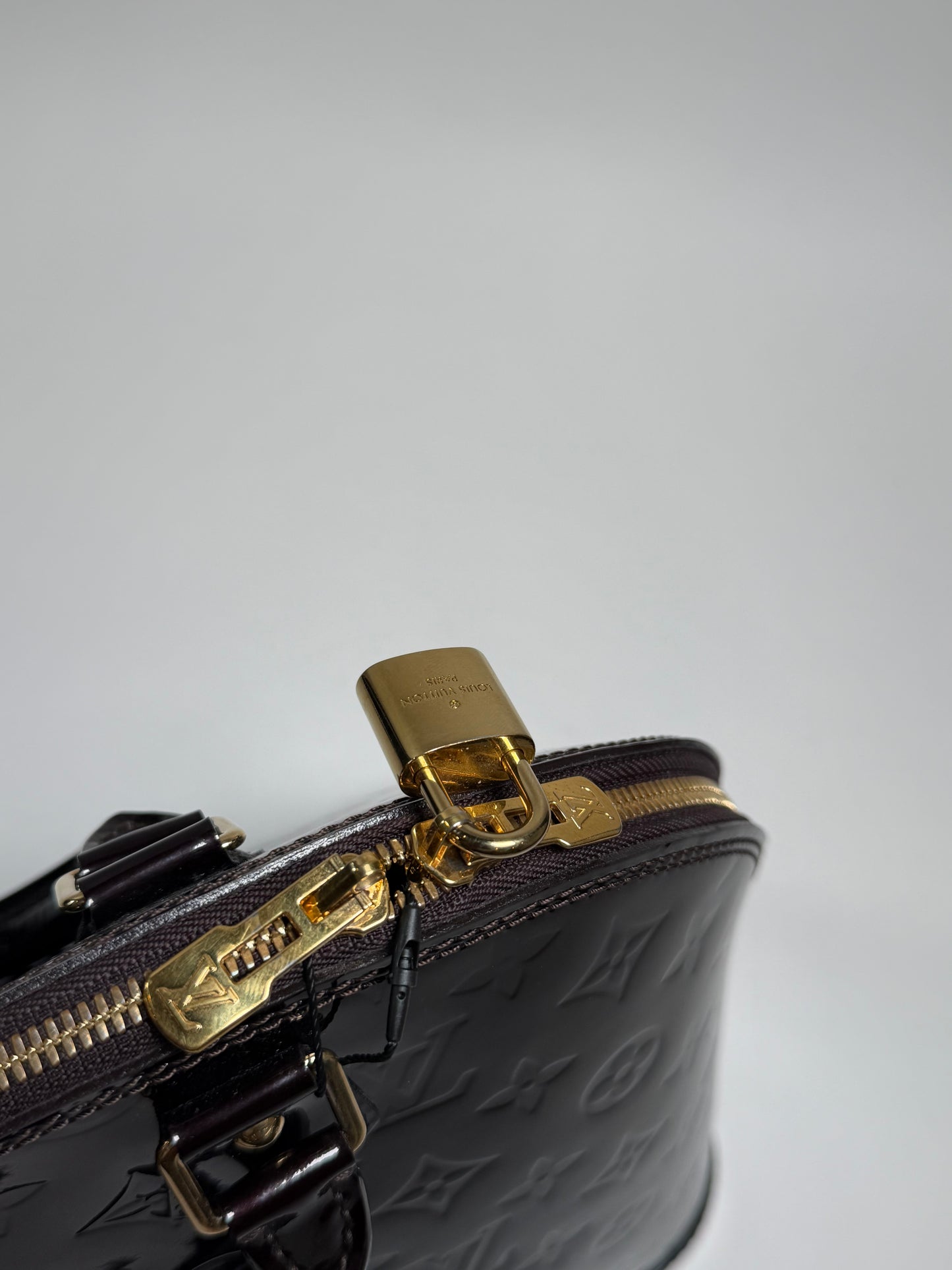 Louis Vuitton Alma Vernis Patent Satchel in Dark Burgundy