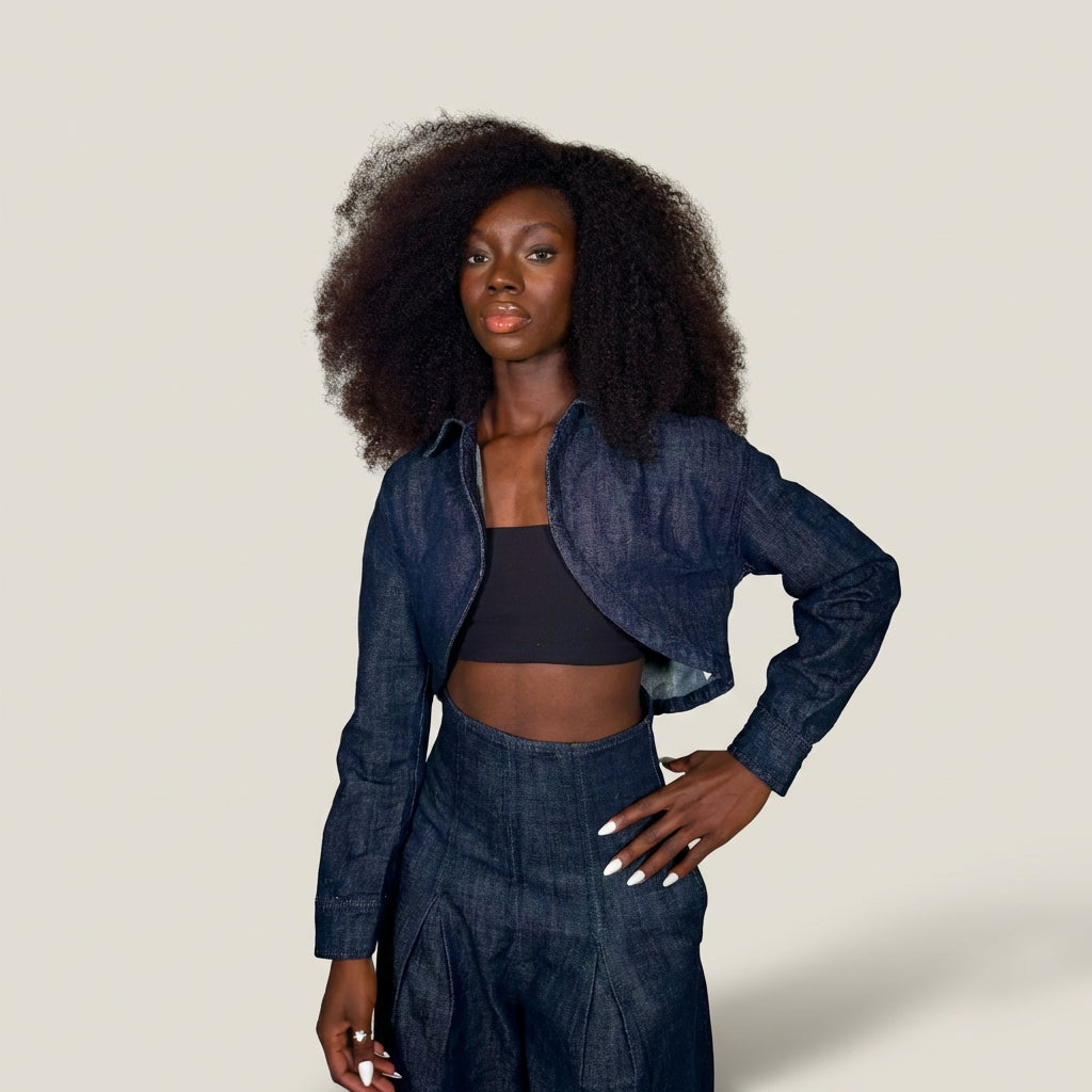 Fitted Wide Leg Jeans and Crop Jacket Set