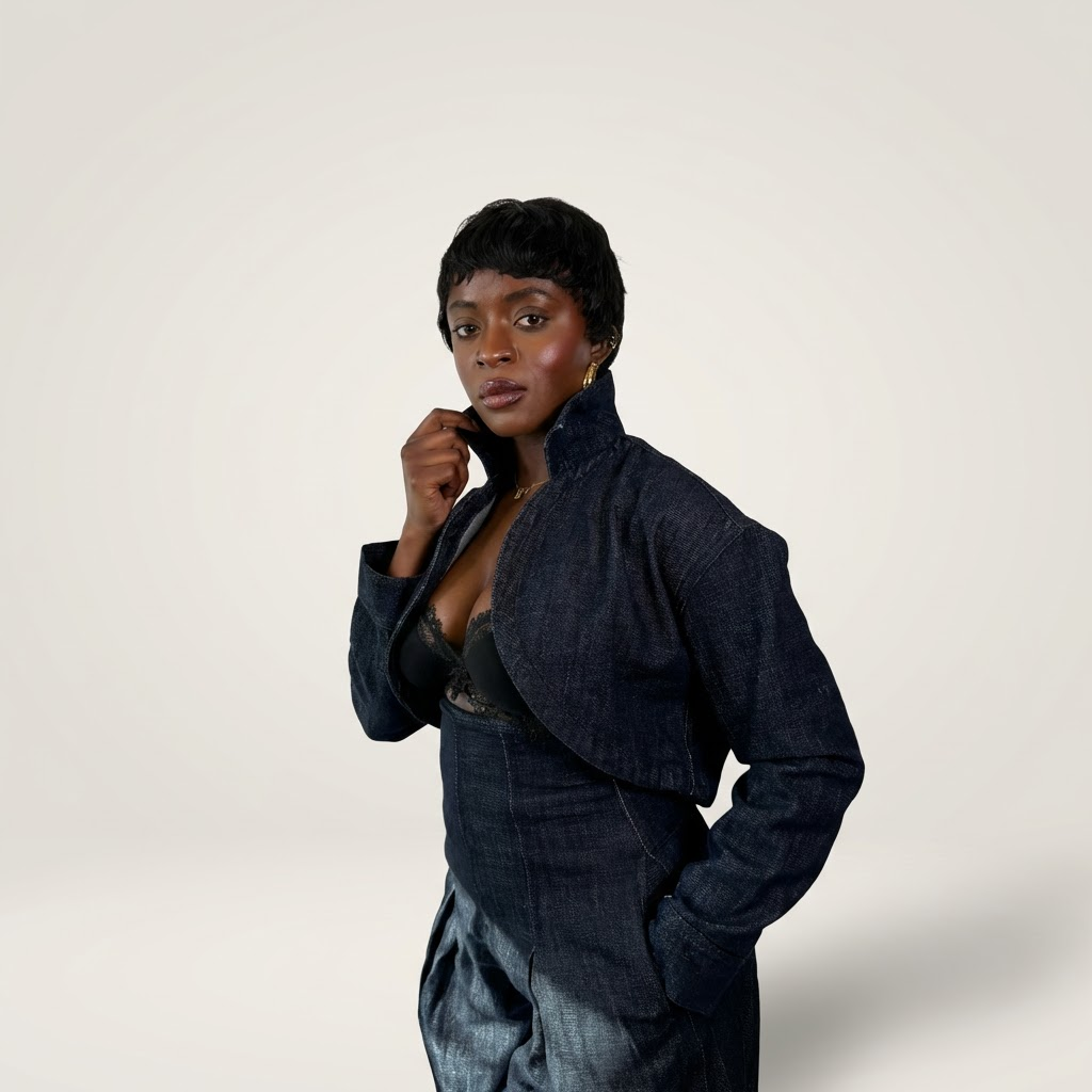 Fitted Wide Leg Jeans and Crop Jacket Set