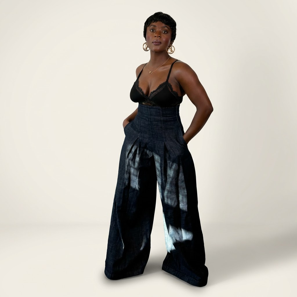 Fitted Wide Leg Jeans and Crop Jacket Set