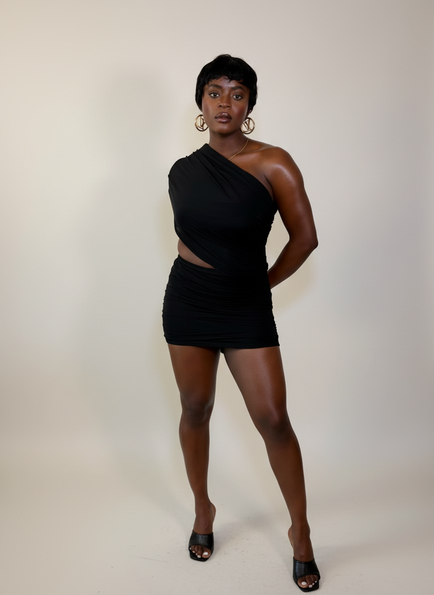 Cut Out Off Shoulder Mesh Dress