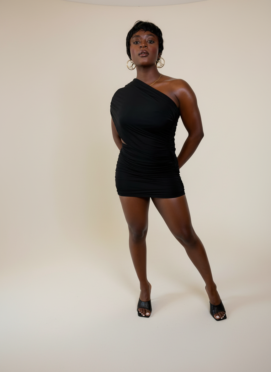 Cut Out Off Shoulder Mesh Dress